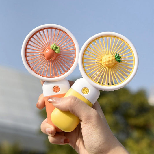 Cartoon Fruit Handheld Mini Fan – USB Rechargeable, 3-Speed