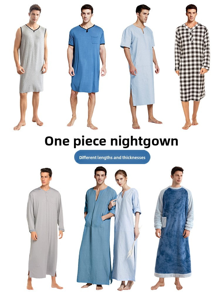 Men's Modal Loungewear Nightgown – Long One-Piece Robe