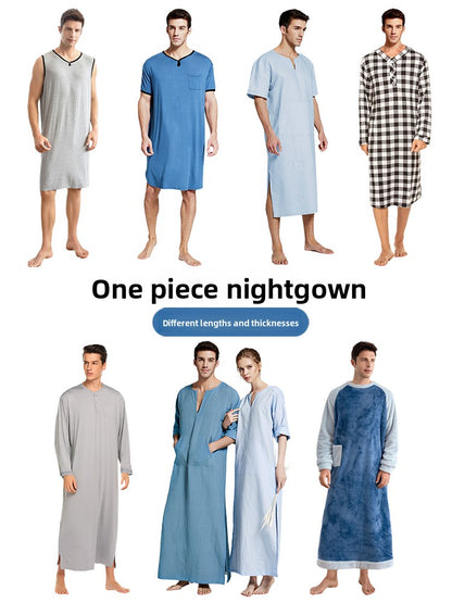 Men's Modal Loungewear Nightgown – Long One-Piece Robe
