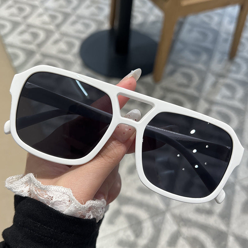 Candy Color Double Bridge Square Sunglasses — UV Protection