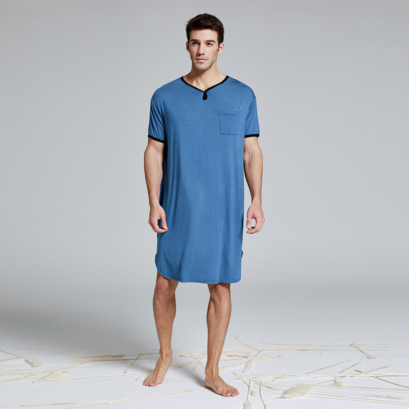 Men's Modal Loungewear Nightgown – Long One-Piece Robe