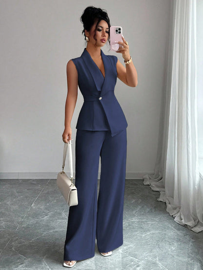 Elegant Sleeveless Vest and Pants Set