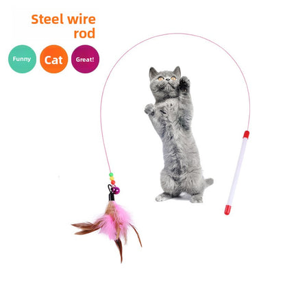 Interactive Cat Teaser Fishing Rod with Feather and Bell