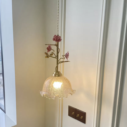 French Rose Glass Pendant Lamp