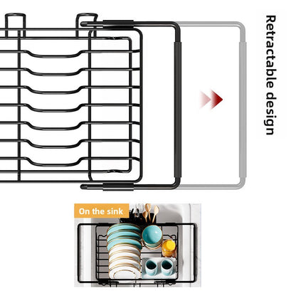 Retractable Sink Dish Drain Rack with Cup Holder