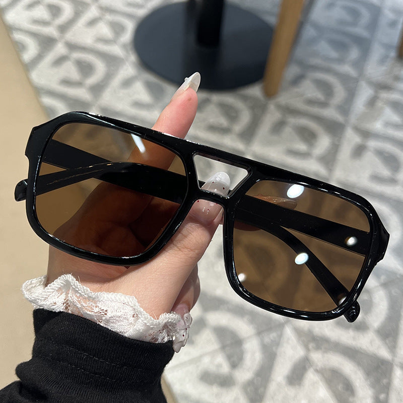 Candy Color Double Bridge Square Sunglasses — UV Protection