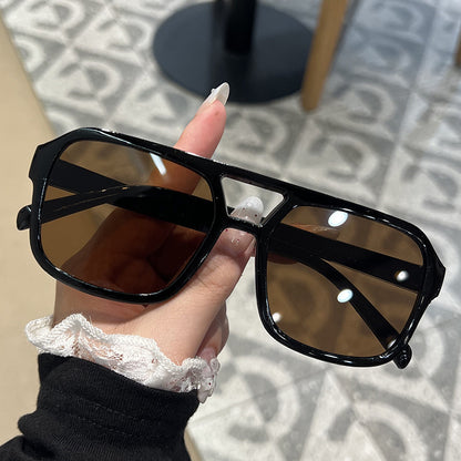 Candy Color Double Bridge Square Sunglasses — UV Protection