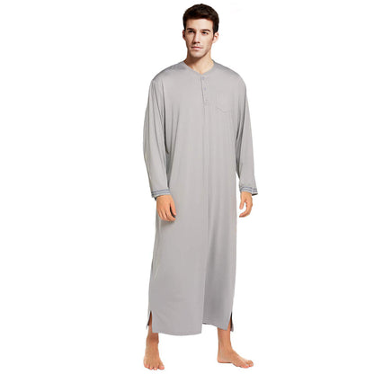 Men's Modal Loungewear Nightgown – Long One-Piece Robe