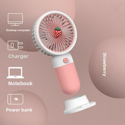 Cartoon Fruit Handheld Mini Fan – USB Rechargeable, 3-Speed