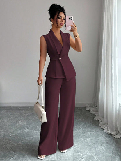 Elegant Sleeveless Vest and Pants Set