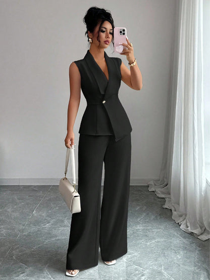 Elegant Sleeveless Vest and Pants Set