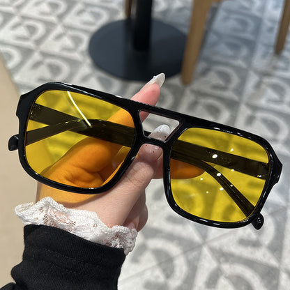Candy Color Double Bridge Square Sunglasses — UV Protection