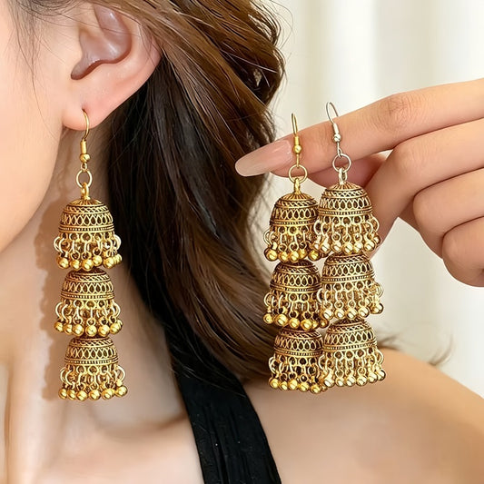 Bohemian Hollow Tassel Drop Earrings – Gold & Silver