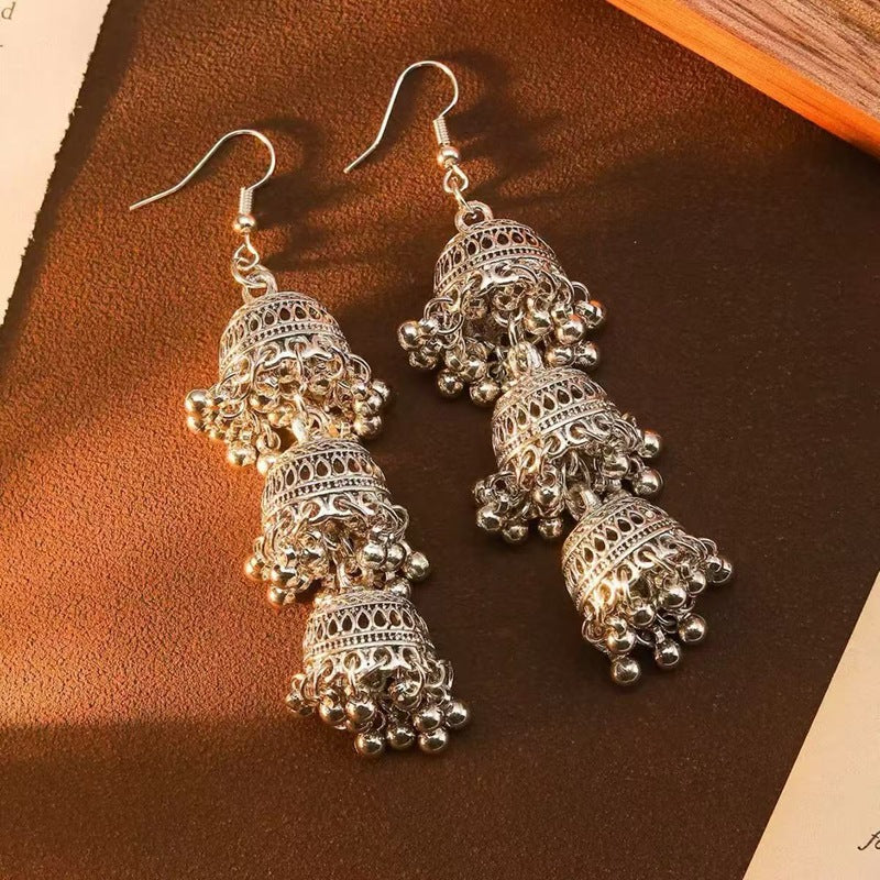 Bohemian Hollow Tassel Drop Earrings – Gold & Silver