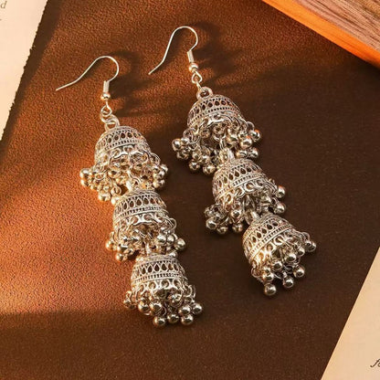 Bohemian Hollow Tassel Drop Earrings – Gold & Silver