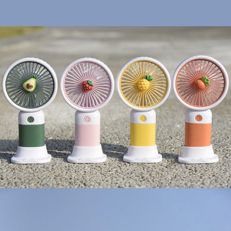 Cartoon Fruit Handheld Mini Fan – USB Rechargeable, 3-Speed