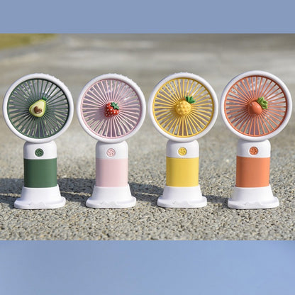 Cartoon Fruit Handheld Mini Fan – USB Rechargeable, 3-Speed