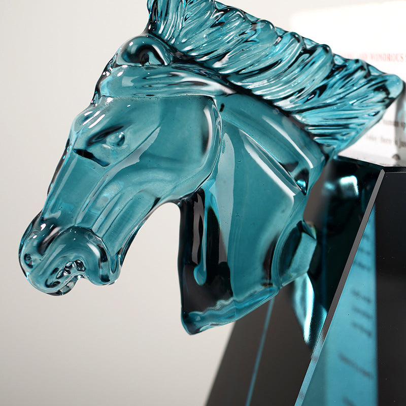 Crystal Horse Head Sculpture – Luxury Home Decor Art Piece