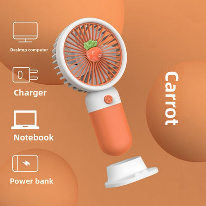 Cartoon Fruit Handheld Mini Fan – USB Rechargeable, 3-Speed
