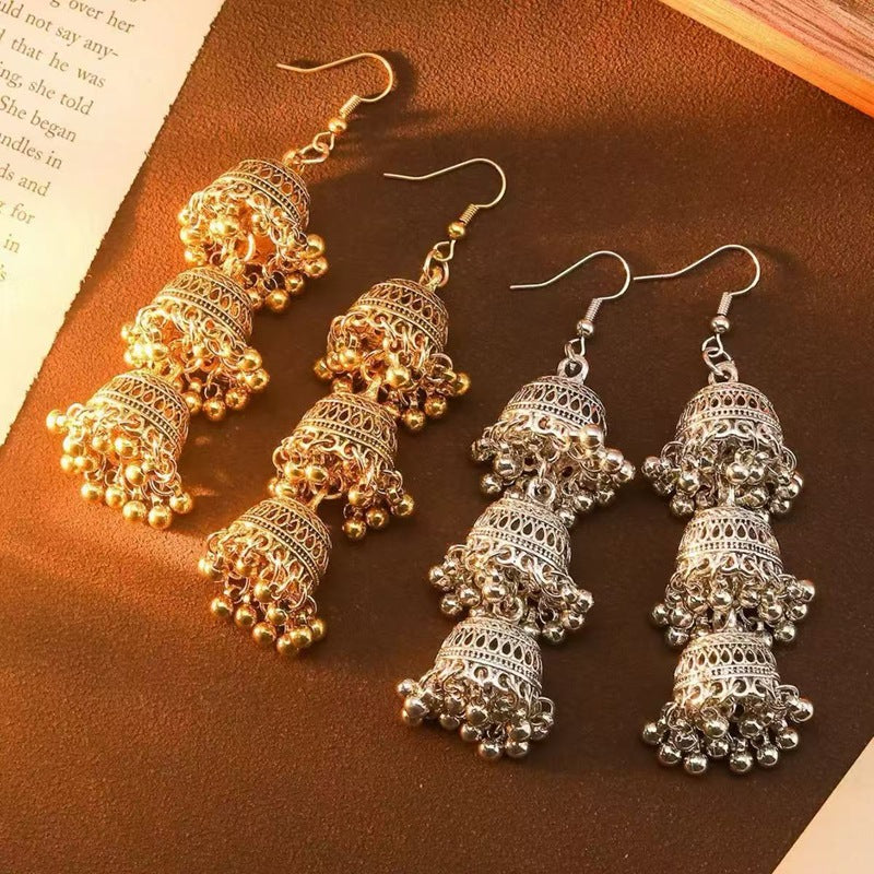 Bohemian Hollow Tassel Drop Earrings – Gold & Silver