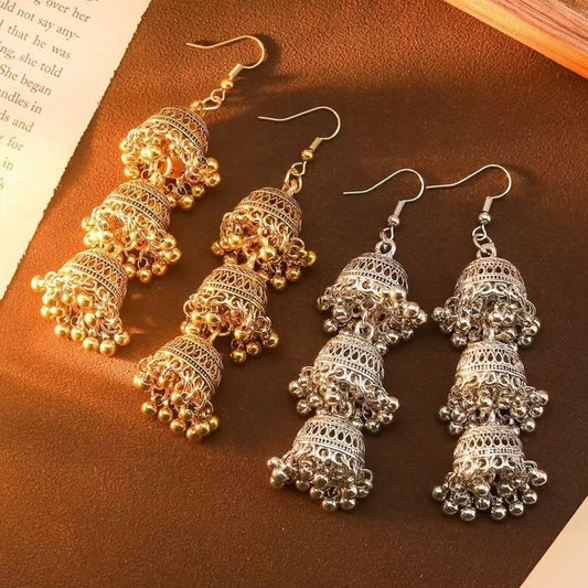 Bohemian Hollow Tassel Drop Earrings – Gold & Silver