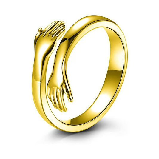 Adjustable Geometric Embrace Ring — Gold & Silver Stainless Steel