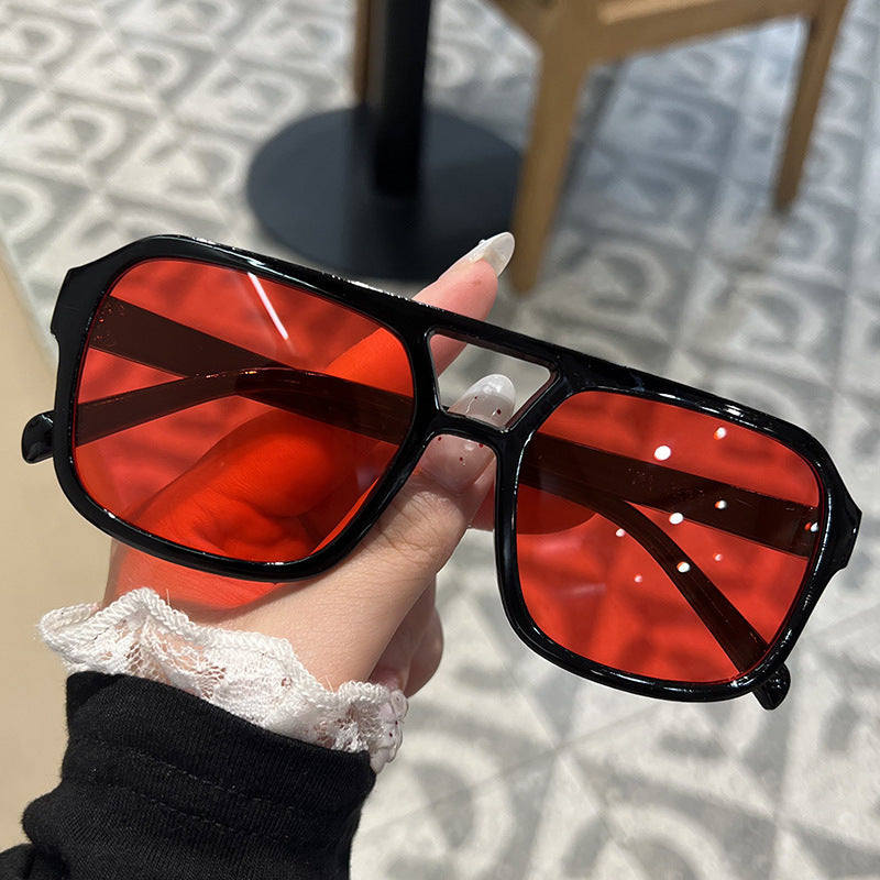 Candy Color Double Bridge Square Sunglasses — UV Protection