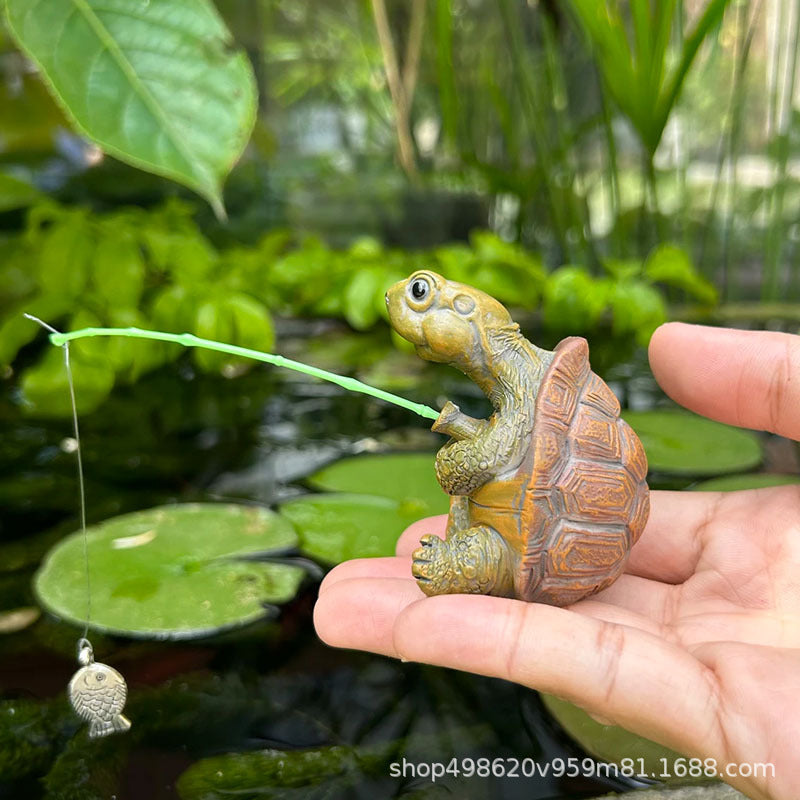 Fishing Turtle Garden Decoration Ornament