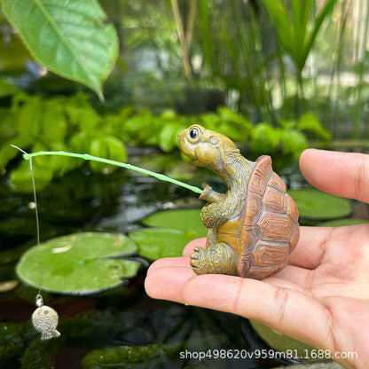 Fishing Turtle Garden Decoration Ornament
