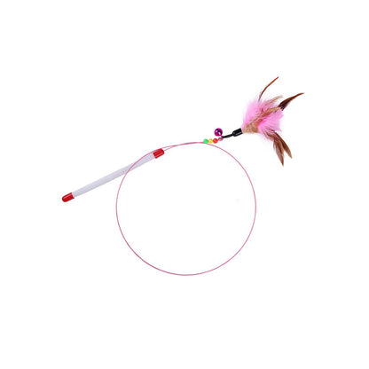 Interactive Cat Teaser Fishing Rod with Feather and Bell