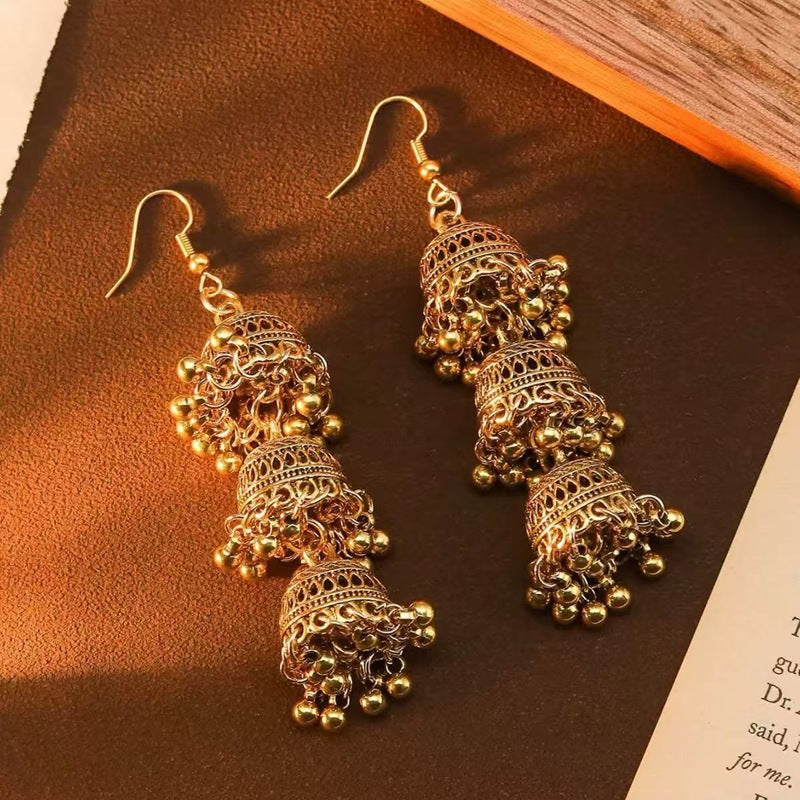 Bohemian Hollow Tassel Drop Earrings – Gold & Silver