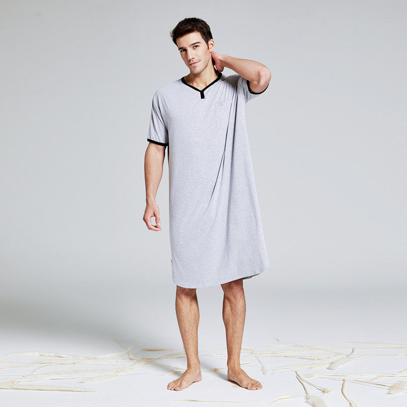 Men's Modal Loungewear Nightgown – Long One-Piece Robe
