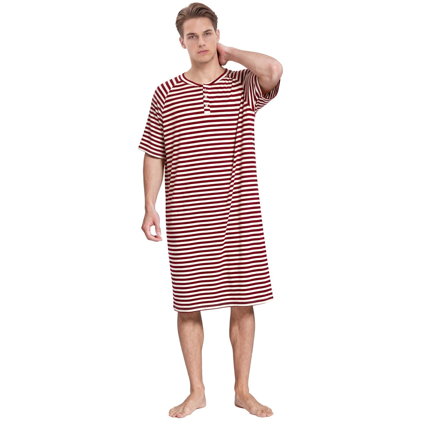 Men's Modal Loungewear Nightgown – Long One-Piece Robe