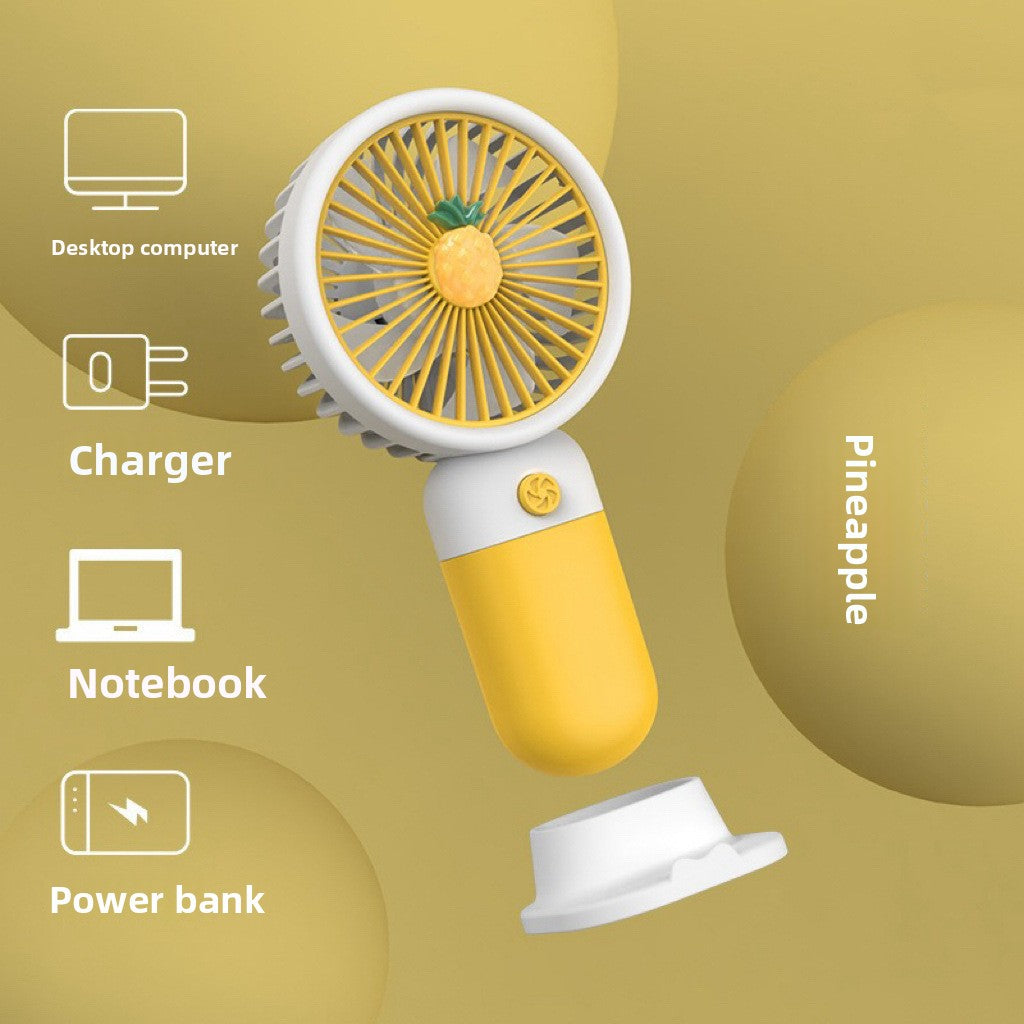 Cartoon Fruit Handheld Mini Fan – USB Rechargeable, 3-Speed