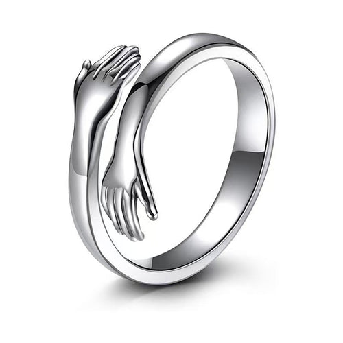 Adjustable Geometric Embrace Ring — Gold & Silver Stainless Steel