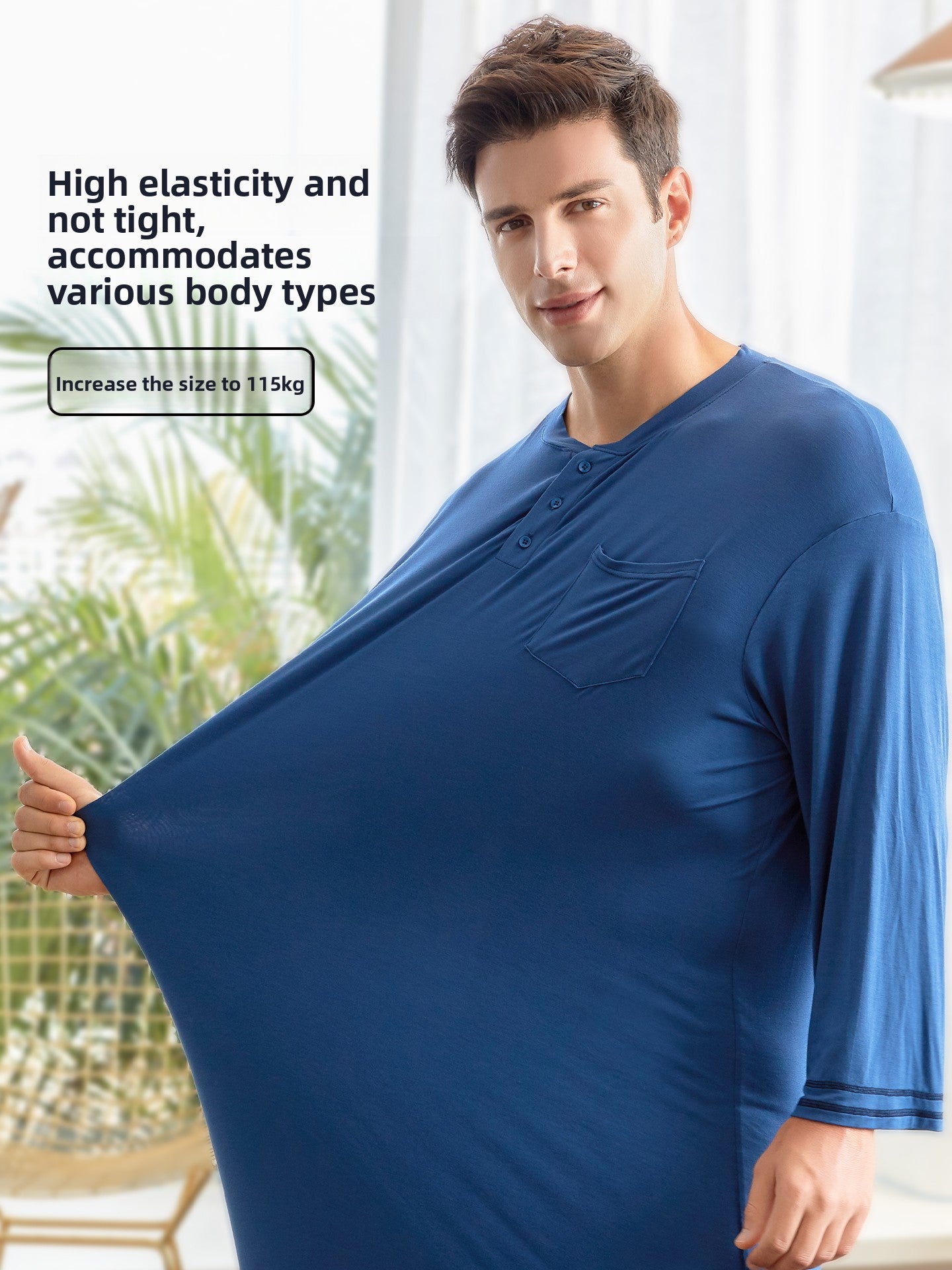 Men's Modal Loungewear Nightgown – Long One-Piece Robe