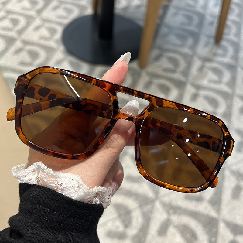 Candy Color Double Bridge Square Sunglasses — UV Protection