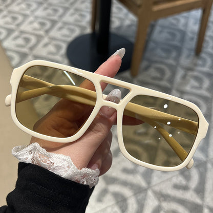 Candy Color Double Bridge Square Sunglasses — UV Protection
