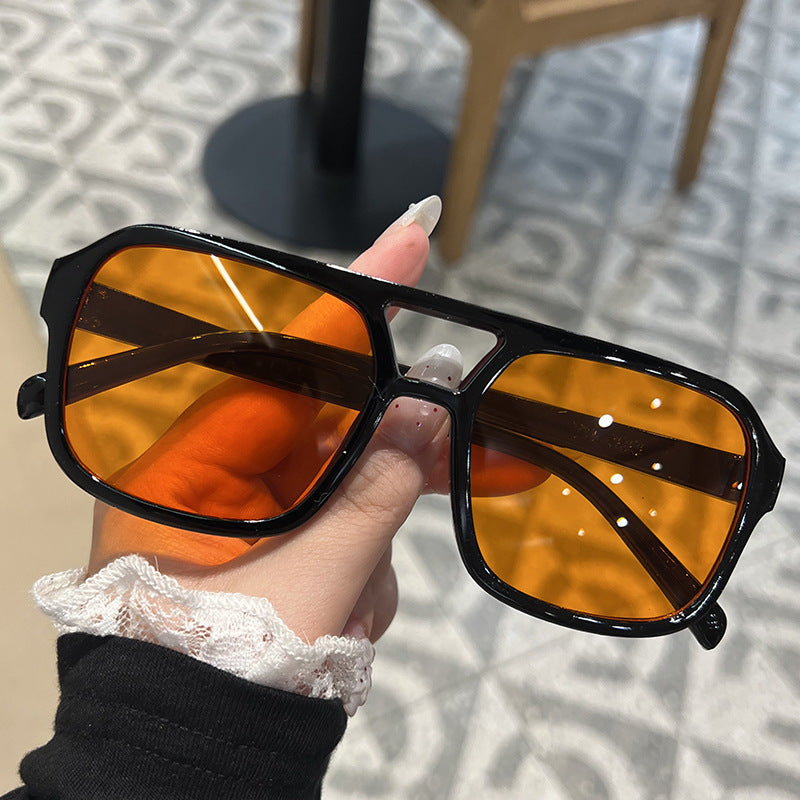 Candy Color Double Bridge Square Sunglasses — UV Protection