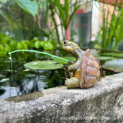 Fishing Turtle Garden Decoration Ornament